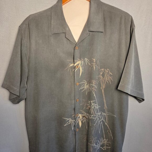 Joseph & Feiss Mens Silk Shirt Short Sleeve Button Down Slate Green Size XXL 2TG - Picture 2 of 7